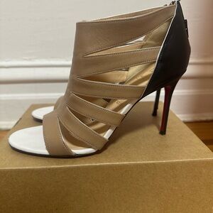 Christian Louboutin Beige and Black Cutout Heels